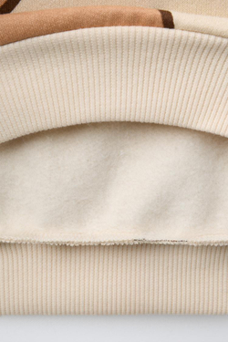 ZARA КОМПЛЕКТ ИЗ ТОЛСТОВКИ И ЛЕГИНСОВ С ПРИНТОМ, КОРИЧНЕВЫЙ