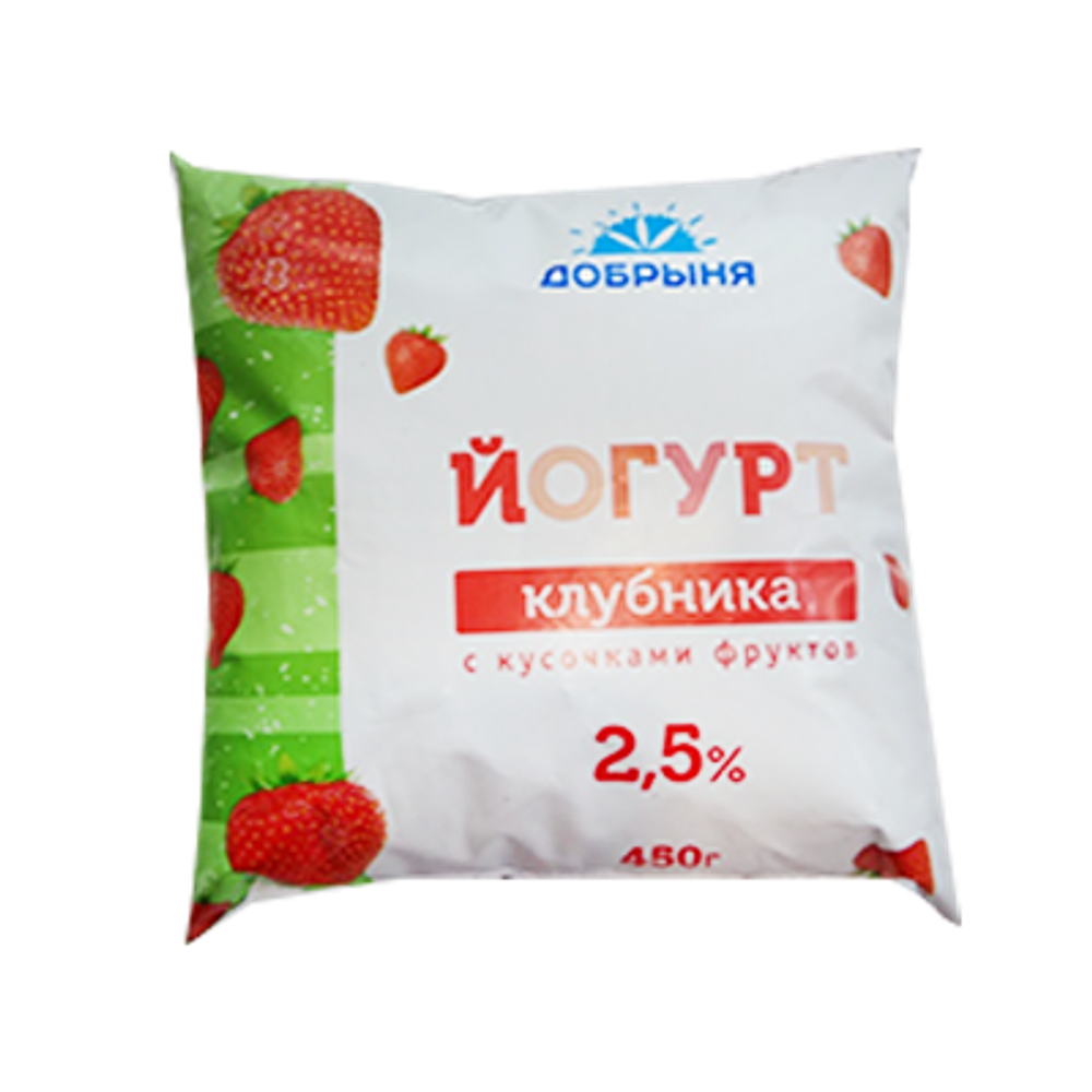 Йогурт ТМ Добрыня клубника 2,5% 450г