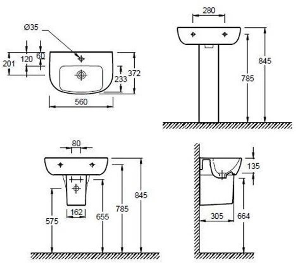 Раковина Jacob Delafon Odeon Up 56х37см.  E4755G