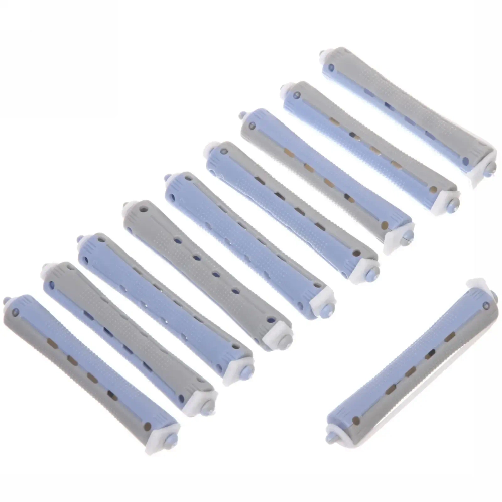 Бигуди пластмассовые-коклюшки 10шт, d=14мм серо-голубые