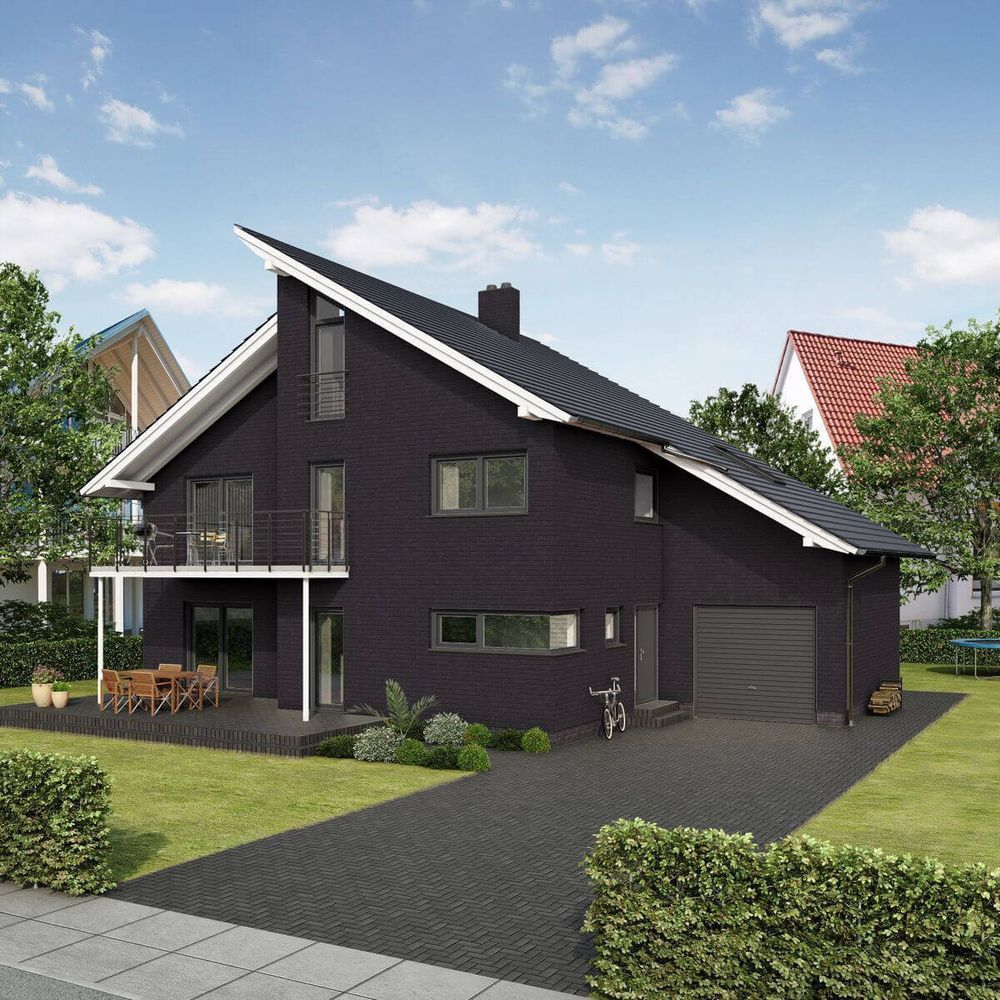 Feldhaus Klinker - R740NF9, Classic Anthracit Senso, 240x9x71 - Клинкерная плитка для фасада и внутренней отделки