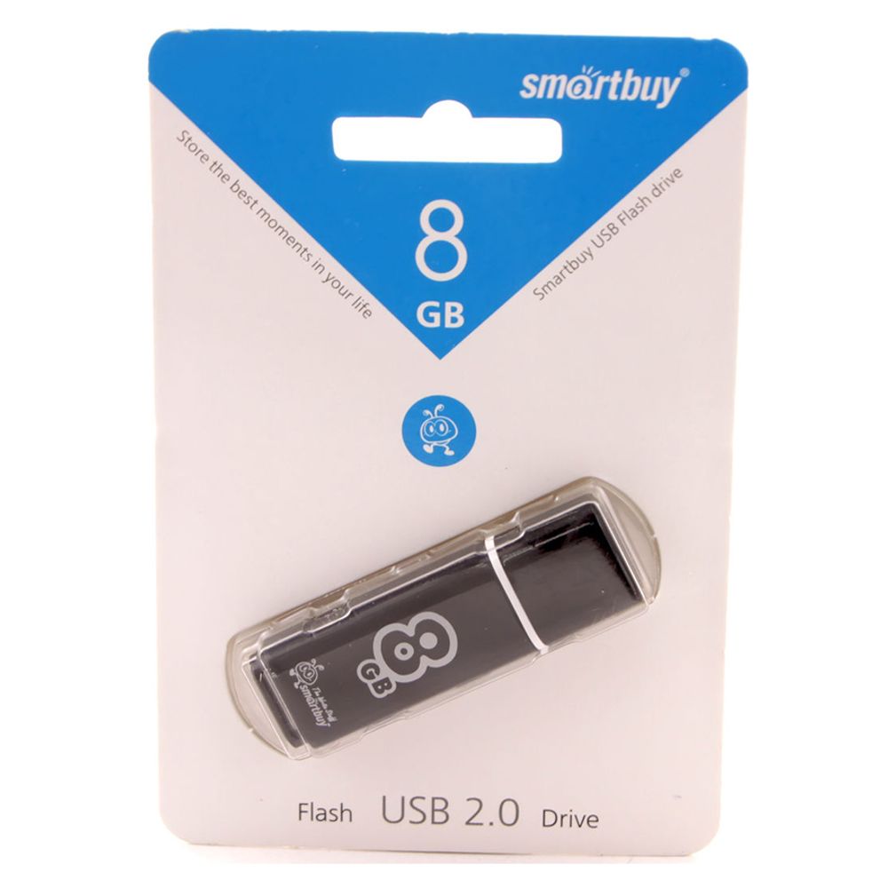 USB-флеш (USB 2.0) 8GB Smartbuy Glossy Черный