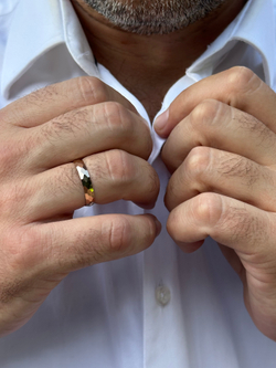 Кольцо обручальное серебро и позолота 585 пробы