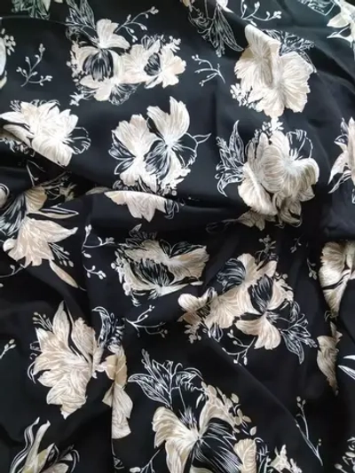 Штапель (принт), цветы на черном