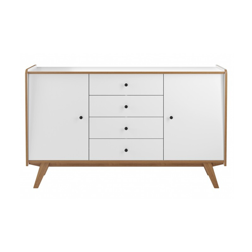 Тумба «Винтаж» 2 двери 4 ящика белый лак/браун