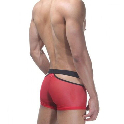Откровенные трусы-боксеры из полупрозрачной ткани (Размер: S-M) (Цвет: красный с черным)