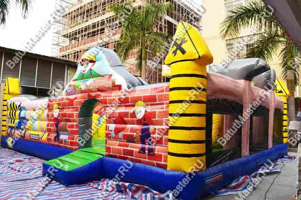 Коммерческий надувной батут "Строители 2" 10*8*5