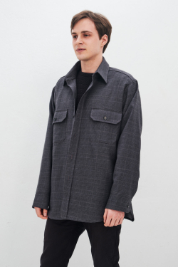 Объемная рубашка серая в клетку