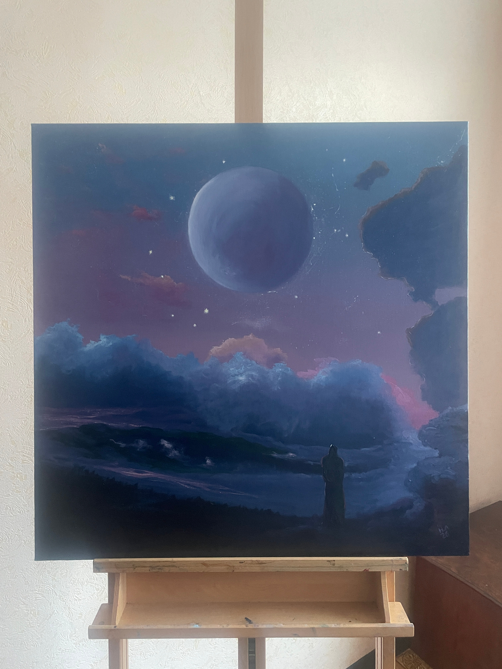 Картина маслом на холсте "Искатель" 75х75 см. Деревянный подрамник. Художник Наталия Осадчук