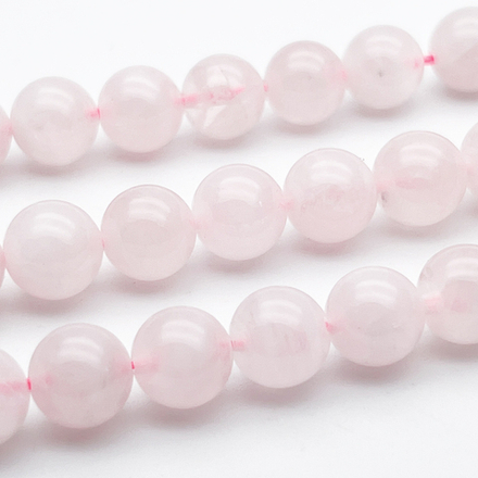 Розовый кварц бусины, диаметр 10-10,4 мм, цена за 9 шт (1/4 нити)
