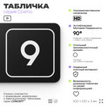 Таблички с номером склада "Склад №9", номер на дверь, 30 х 10 см, серия COSMO 3010, черная, Айдентика Технолоджи