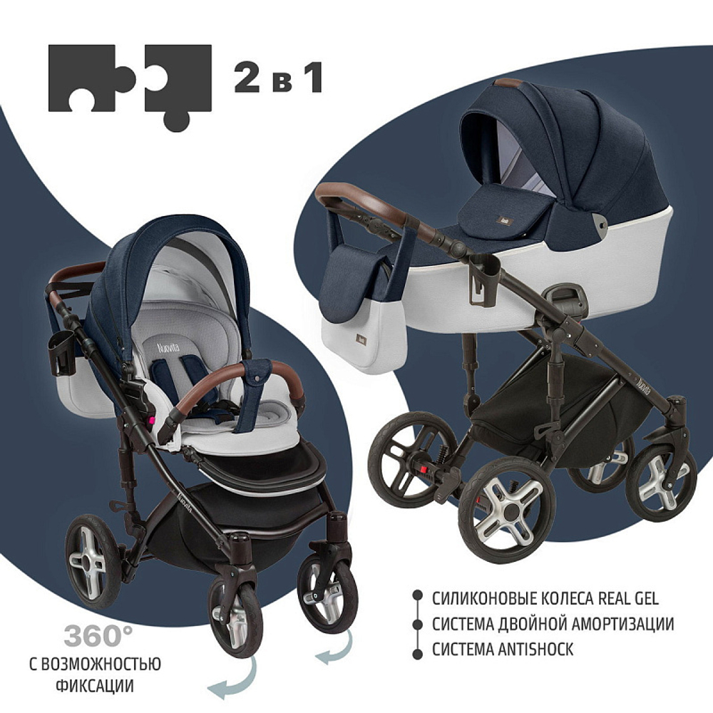 Детская коляска Nuovita Carro Sport 2 в 1 Blu Argenteo/Синий серебристый