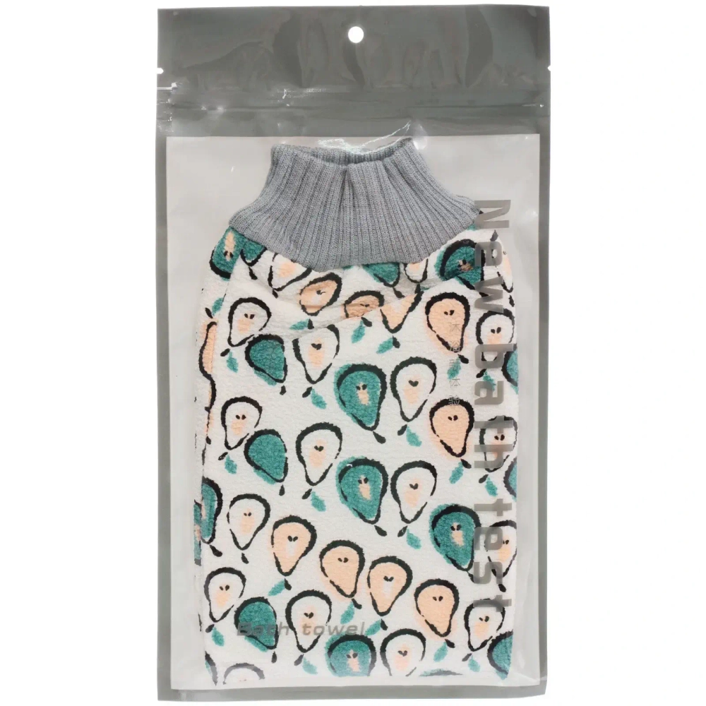 Мочалка - варежка скрaбирующая «Premium - DEPALMA», цвет белый / малахит, 22.5*14.5см (ZIPпакет)