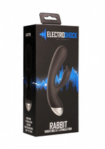 Чёрный вибратор E-Stimulation Rabbit Vibrator с электростимуляцией - 19 см.