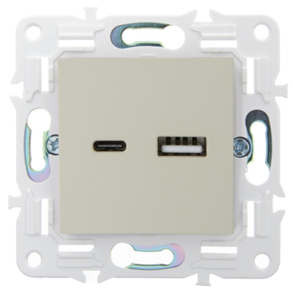 SKANDY Розетка USB A+C 3,1А SK-R14B бежевый IEK