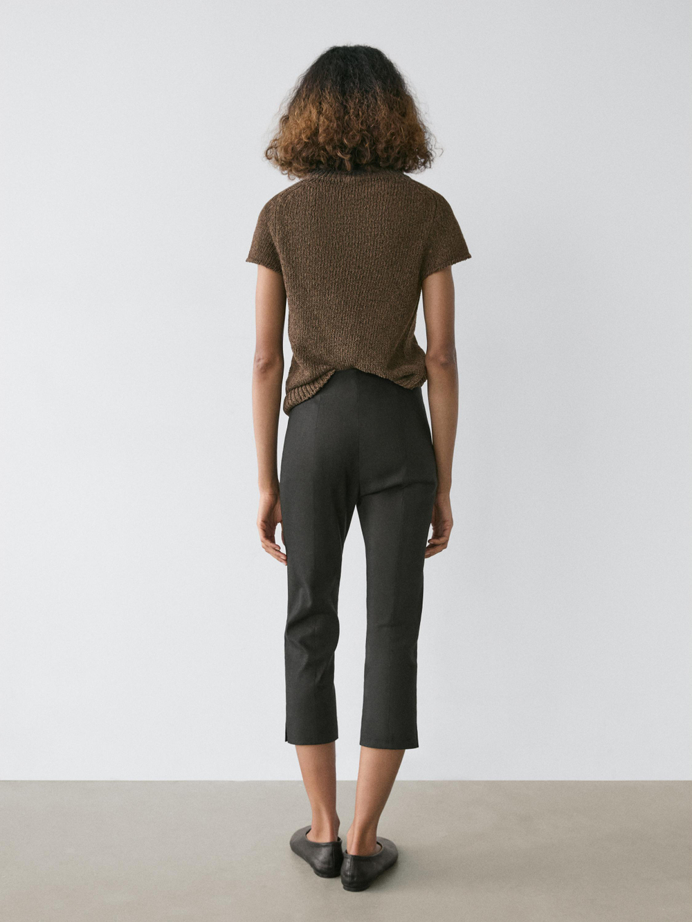 Massimo Dutti Капри из смеси льна, черный