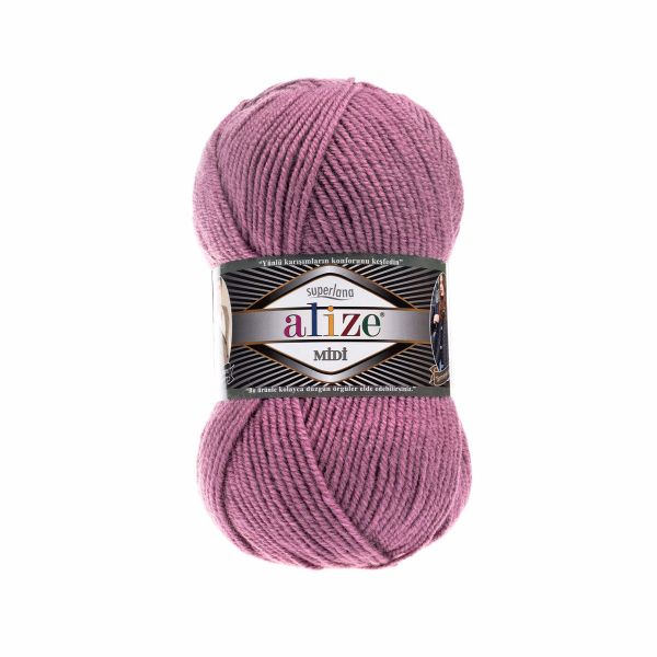 Пряжа Alize (Ализе) Superlana Midi / уп.5 мот. по 100 г, 170м, 028 ярко-сухая роза А