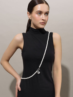 Колье "Pure" White Very Long из перламутра Silver