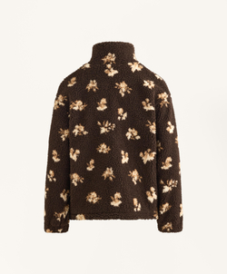 Oysho Куртка из искусственной овчины с цветочным принтом, коричневый