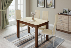 Стол обеденный Норман 60, орех/лакобель ваниль