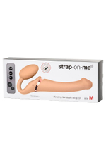Телесный безремневой вибрострапон Silicone Bendable Strap-On - size M (Цвет: телесный)