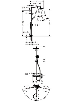 Raindance Select S 240 Showerpipe EcoSmart, поворотный держатель 450 мм, ½’27116000
