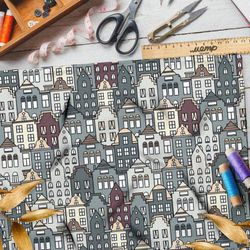 Ткань оксфорд 600 многослойные серые дома