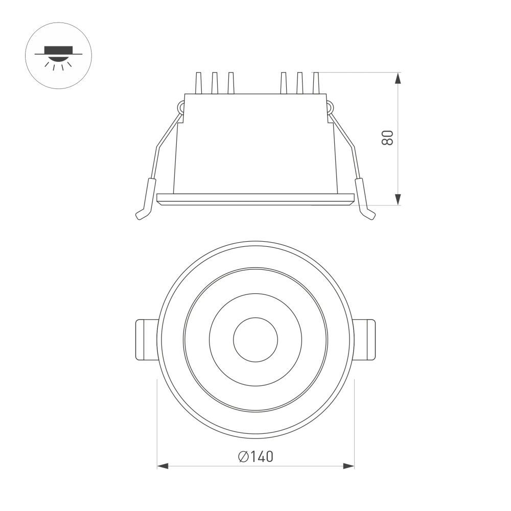 Светильник MS-ALORA-BUILT-R140-12W Day4000-MIX (WH, 60 deg, TRIAC) (Arlight, IP54 Пластик, 3 года) 048086