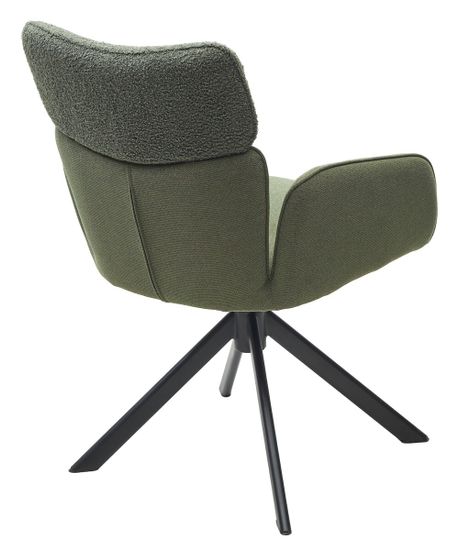 Стул TRIS 360 град. поворот с возвратом, Davis Nowo 37 зеленый, букле/ Point38 зелен / Черн