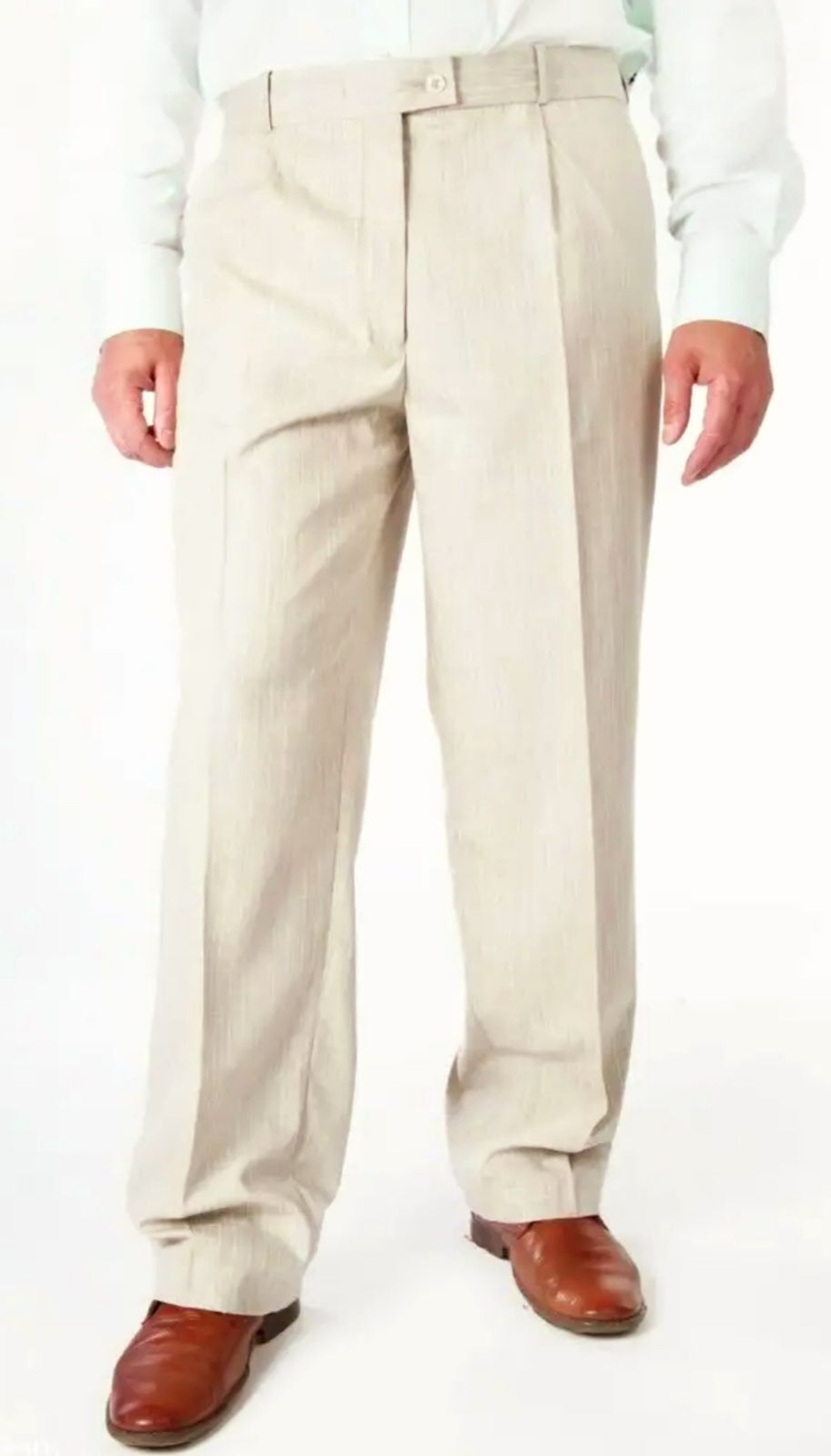 Брюки мужские в клетку клетчатые для мужчины для мальчика мальчиковые широкие свободные классические классика строгие костюмные вискозные вискоза прямые светлые белые бежевые тонкие лёгкие летние вискоза 29 30 48 176 182 L размер