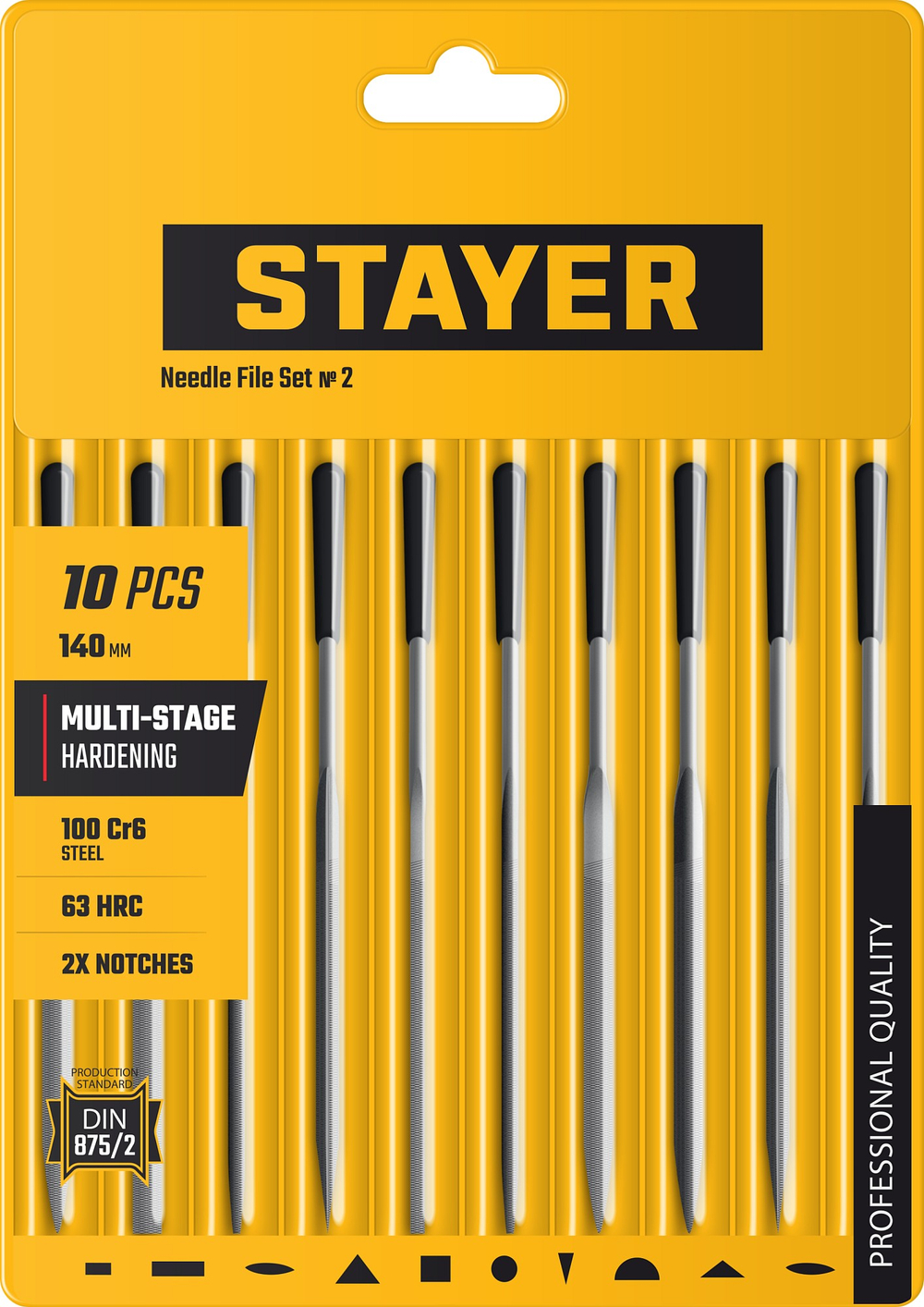 STAYER 140 мм, 10 предм., набор надфилей, Professional (16011-H10)