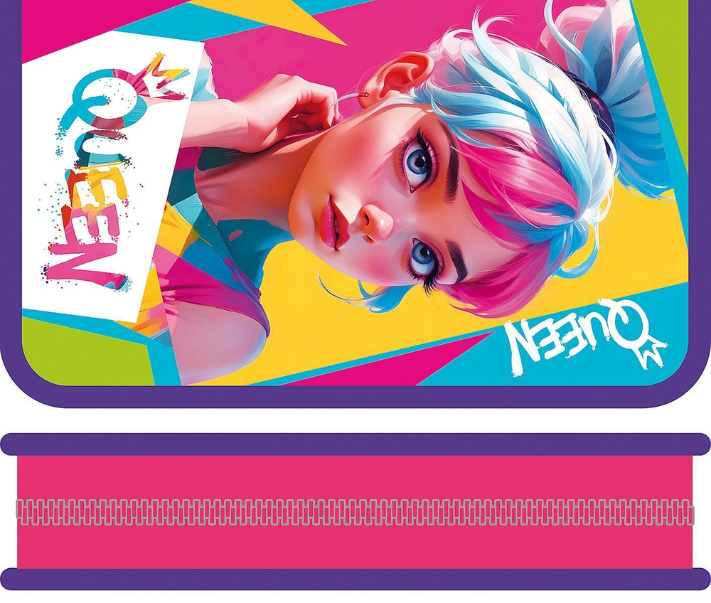 Пенал 1 секц. большой печать на фольге 190/115 "Яркая девушка 2025" (Пчёлка)