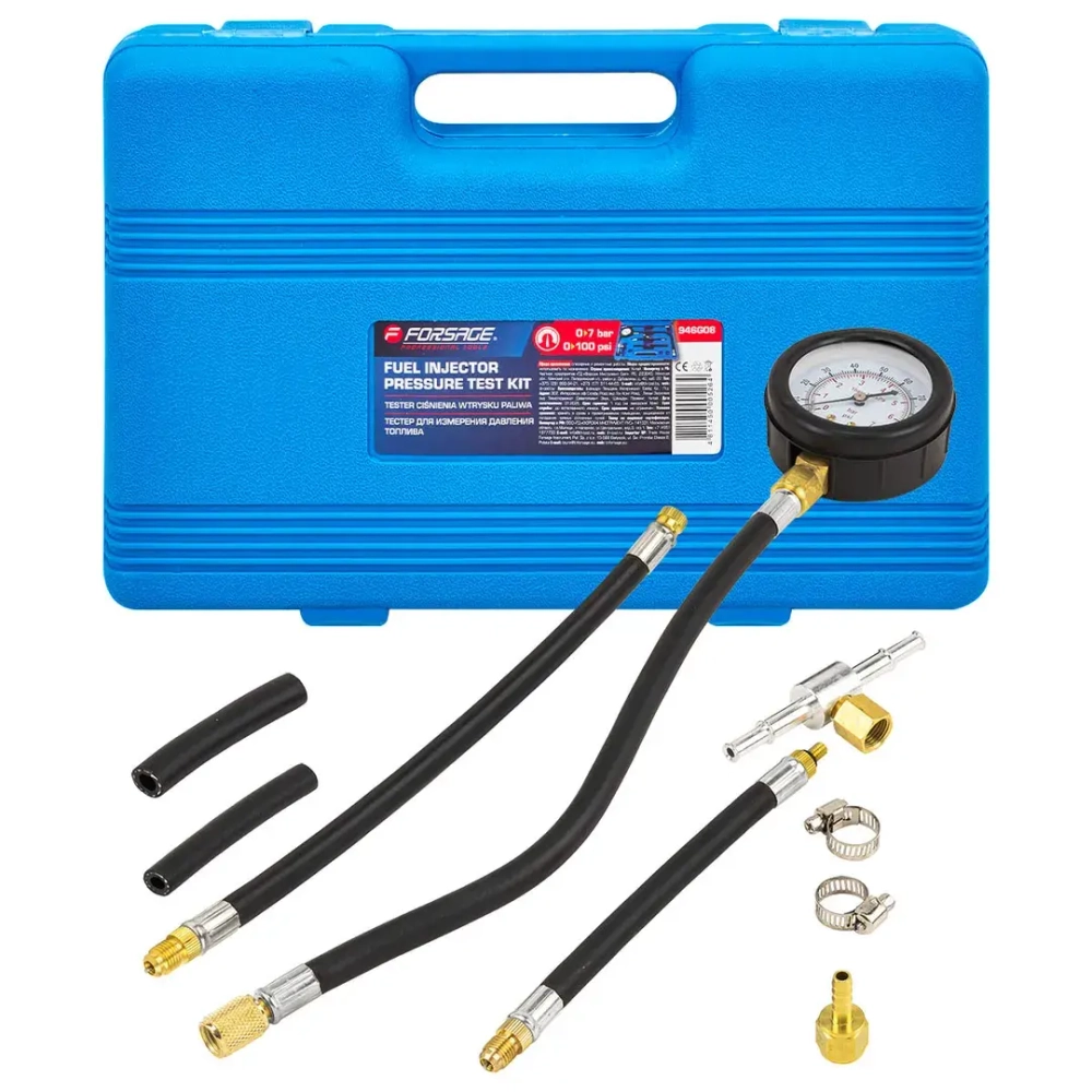 Манометр для измерения давления топлива в комплекте с переходниками 9пр. Forsage F-946G08