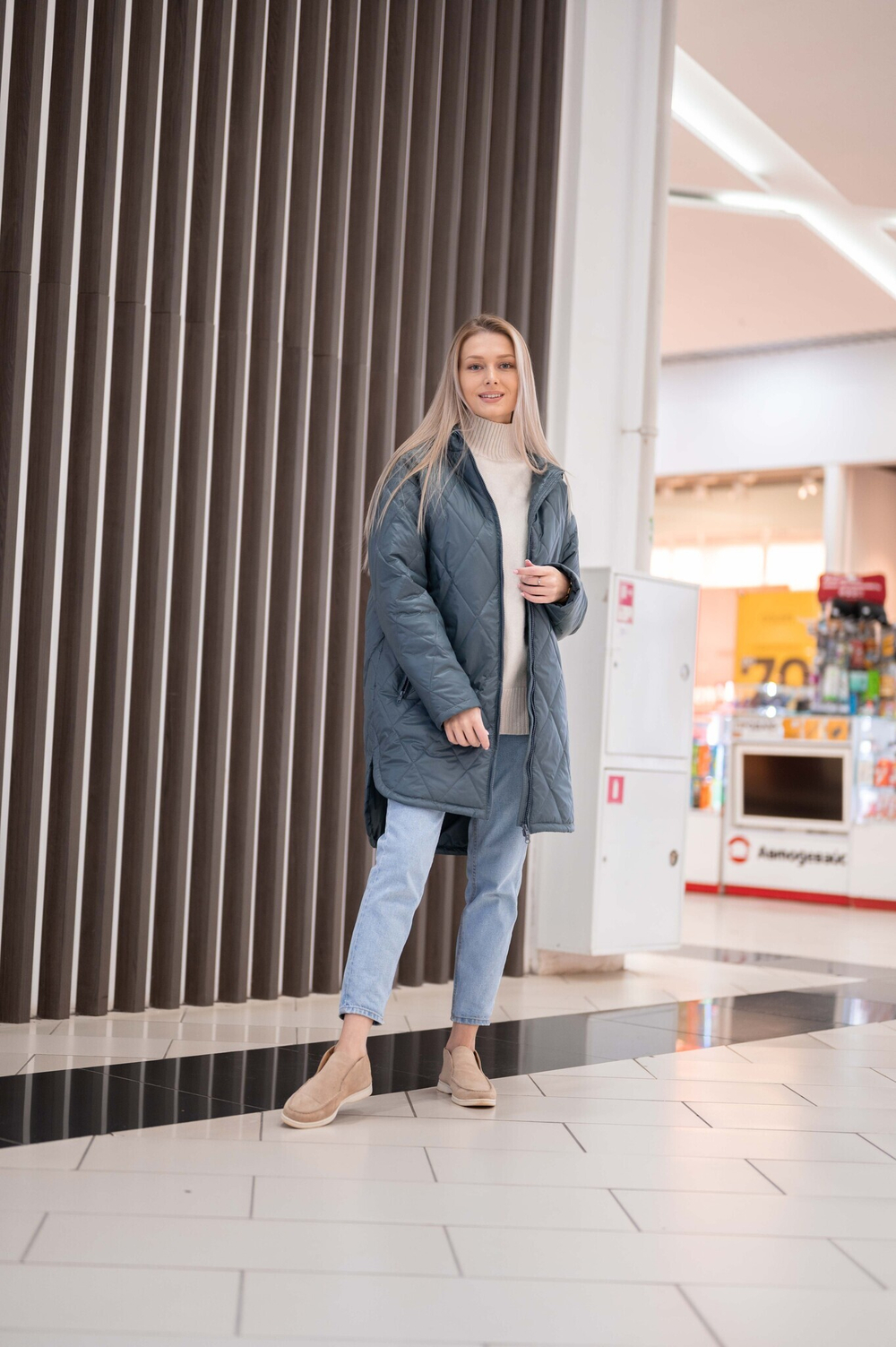 Полупальто женское "Миди" серый