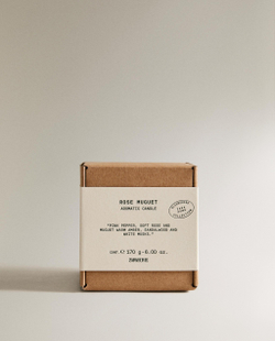 Zara Home Свеча ароматическая Rose Muguet 170 г, растительный воск, аромат цветочный, Розовый