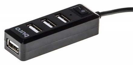 Разветвитель USB 2.0 Buro BU-HUB4-0.5L-U2.0 4порт. черный