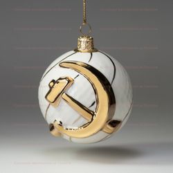 Елочная игрушка Шар фарфоровый "Серп и молот"