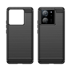 Мягкий чехол для смартфона Xiaomi 13T и 13T Pro, серия Carbon (дизайн в стиле карбон) от Caseport
