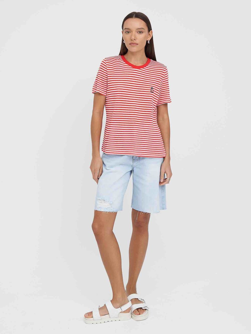 Футболка Kefirmaykifer В Полоску красно-белая