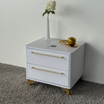 Тумба прикроватная на ножках с ящиками ROYAL 5203 эко (Белый-Золото-р.золото)