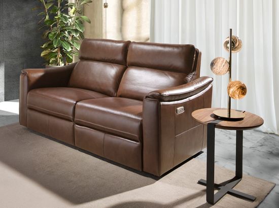 Диван 3-х местный 6166/KM5035-3P-M1595 кожаный с механизмом релаксации