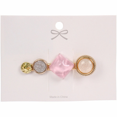 Зажим для волос 1шт на блистере «ЛАВАНДА», ромбик, цвет пудровая роза, 6*1.5см