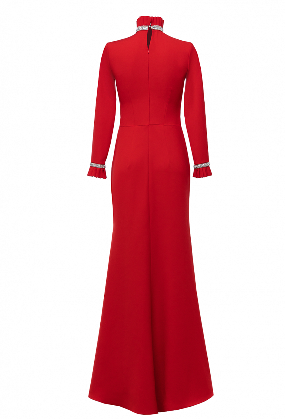 Длинное платье из крепа силуэт-рыбка красное 16-03-23 FW