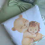 Комплект в кроватку 18 предметов "Семейные львы", зеленый сатин