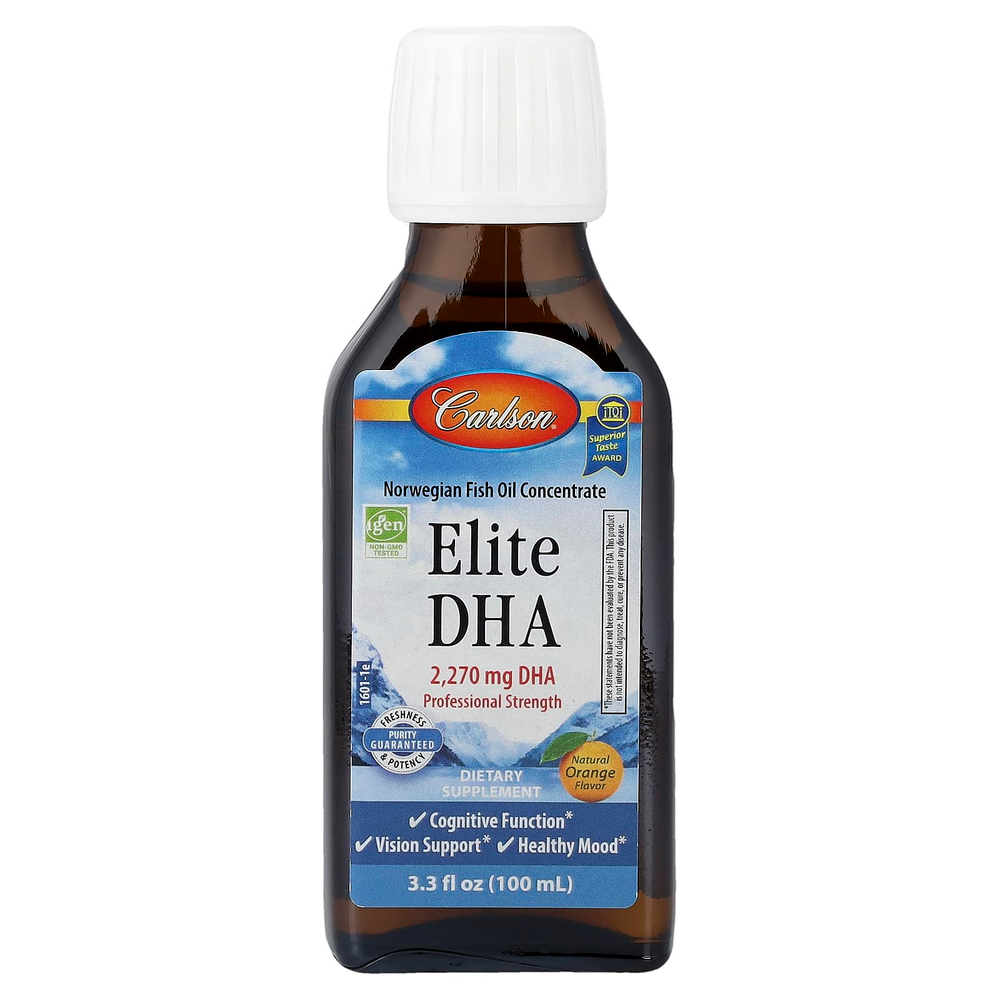 Carlson, Elite DHA, Elite DHA, натуральный апельсин, 100 мл (3,3 жидк. унции)