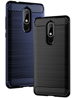 Чехол на Nokia 5.1 цвет Blue (синий), серия Carbon от Caseport