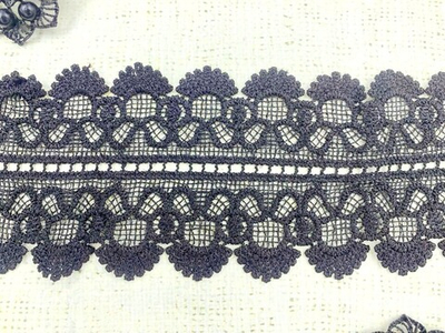 Кружево плетёное, ш. 8,5 см, тёмно-синий