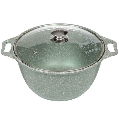 Кастрюля алюминий, антиприг, 3 л, с крыш, Kukmara, Фисташ Мрамор, кмф32а