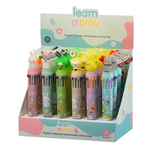 Ручка шариковая, автоматическая, 12в1, Basir, серия "Животные", 12-ти цветная, с резиновой фигуркой, 24 шт