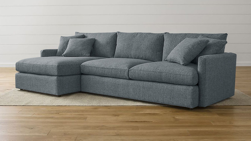 Диван с оттоманкой Стелф ЭКО Strong Plus 10 215*153*90 см, Серый Рогожка Еврокнижка Фиеста